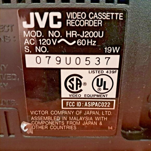 JVC  Video Cassette Recorder HR-J200U 4 Heads-With  Remote - Picture 9 of 15
